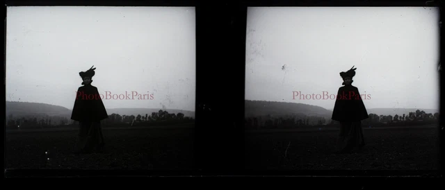 Famille France Photo NEGATIVE Stereo Plaque de verre PL28L1n7 Vintage c1900