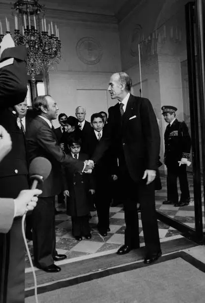 King Hassan II of Morocco accompanied by President Giscard dEs 1970s Old Photo