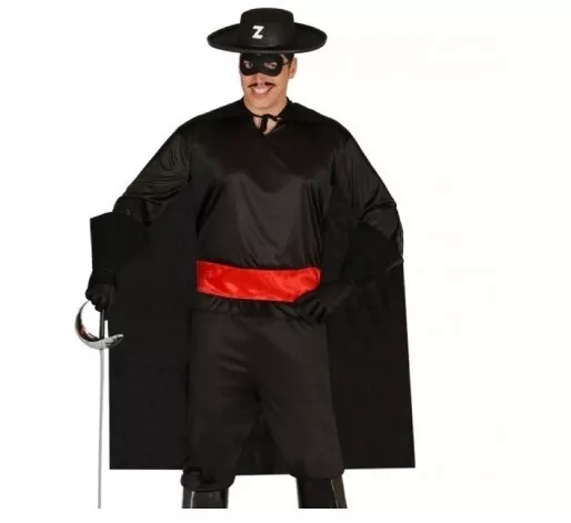 Carnevale Halloween Vestito Costume Zorro Giustiziere Cosplay Spadaccino