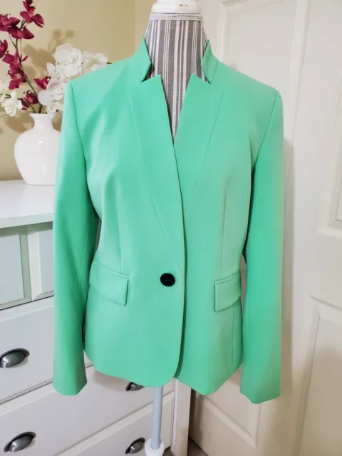 NWOT Nine West Women's One- Button Modern Fit Blazer Jacket Mint Green Sz.10