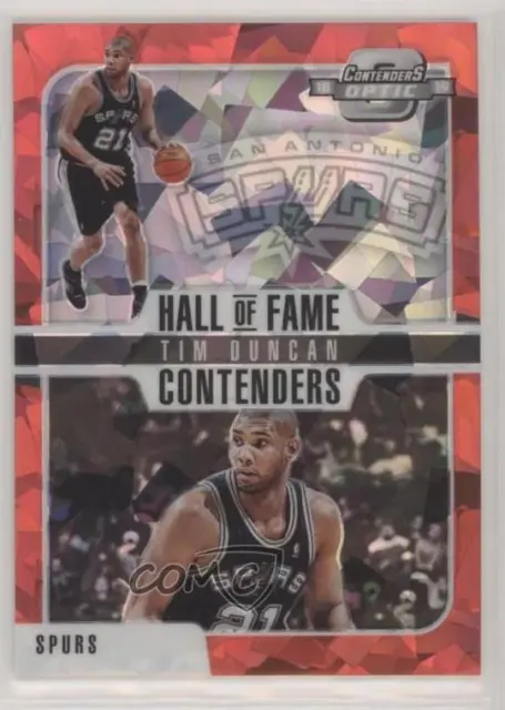 2018 Panini Contenders Optic Hall of Fame Prizms Red Cracked Ice Tim Duncan HOF