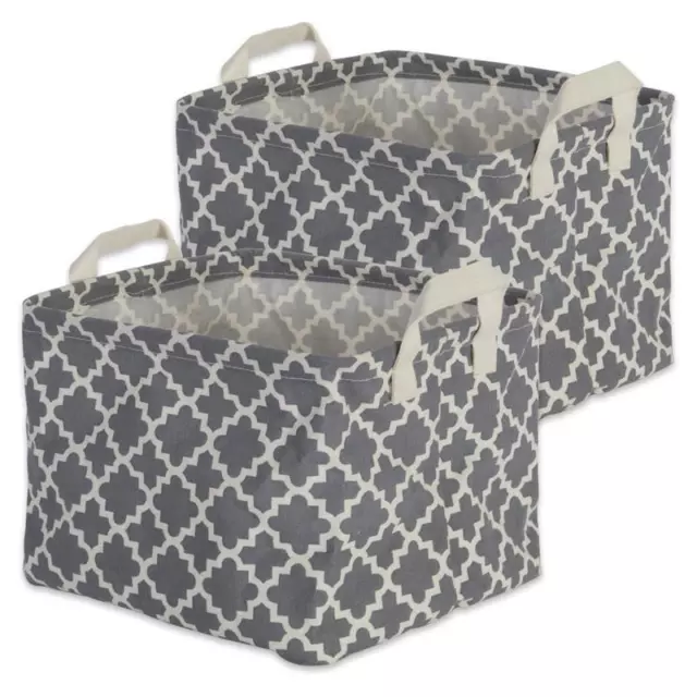 DII Rectangle Cotton Large Laundry Bin in Gray/White (Set of 2)