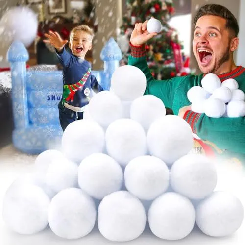 120 Pack Indoor Snowball Fight Set, Soft Fake Snowballs for Kids, Plush