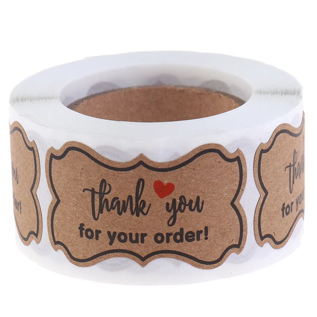 250pcs/roll Handmade Sticker Thank You Stickers Kraft Paper Label Food Sticke*LN