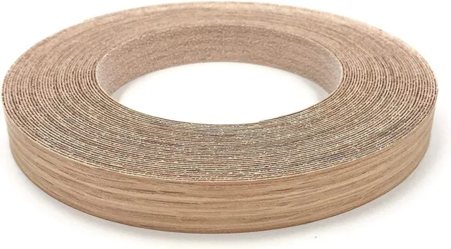 Red Oak 1" X 50' Roll Preglued Wood Veneer Edge Banding, Iron on with Hot Melt