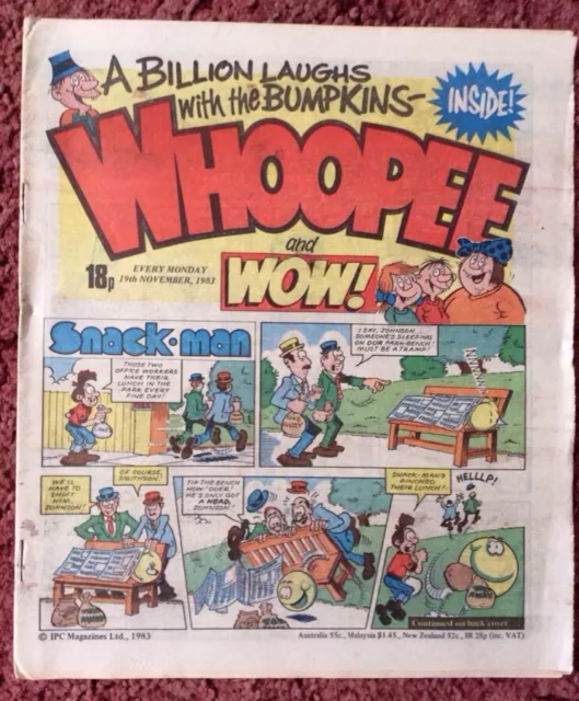 Whoopee And Wow Comic. 19 November 1983. Unsold Newsagent Stock. Unread.