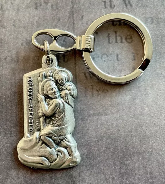 PORTE CLÉS ST CHRISTOPHE METAL 4,2 cm / RELIGIOUS KEY RING ST. CHRISTOPHER METAL