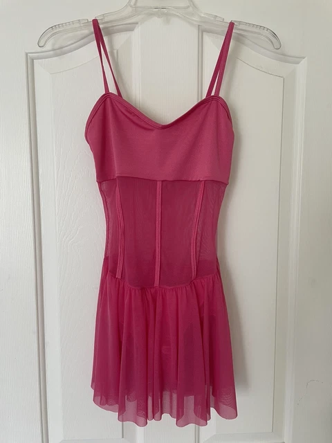 Body Wrappers Large Dance Skate dress leotard Sheer corset style Pink Lingerie