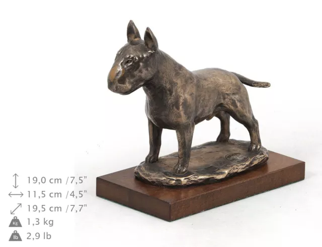 Bull Terrier, statue de chien sur une base en bois, édition limitée Art Dog FR