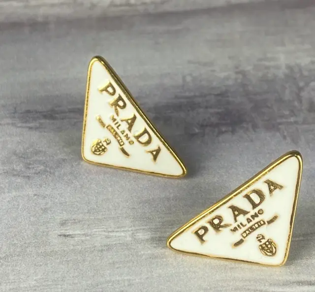 PRADA Sterling Silver Palladium Finish Symbole Right Earring