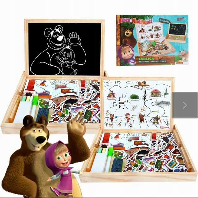 MASHA ET MICHKA Tableau noir, magnétique Et Côté effaçable 33x38cm + jouets  EUR 19,90 - PicClick FR