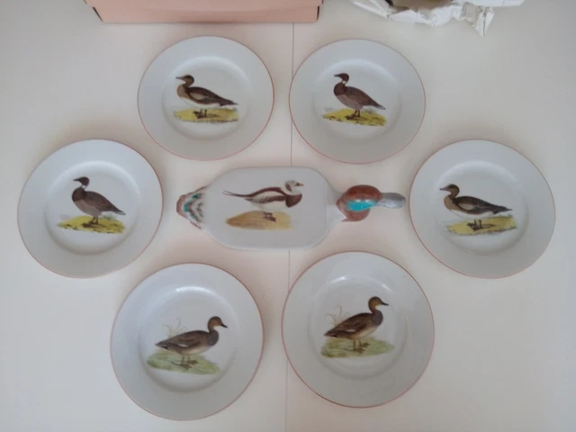 Service à Foie Gras Vintage 3 Pièces - Plateau Verre Gravé Canard Et Oie