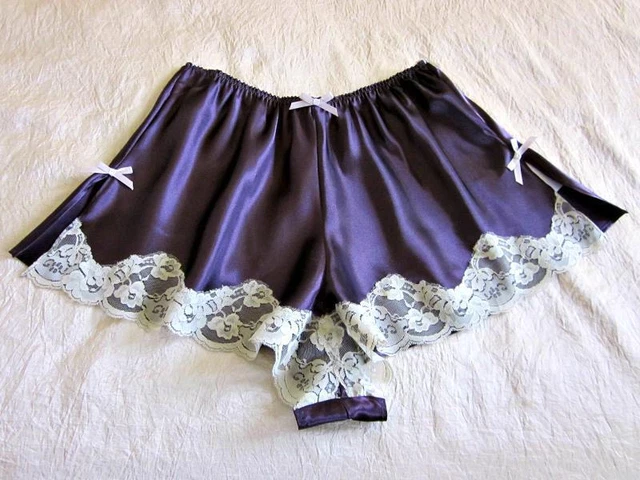 M Ecru mutandine stile vintage slinky viola scuro raso raso nero NUOVE