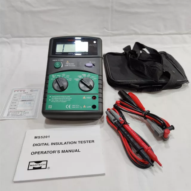 Mastech MS5201 Digital Insulation Tester. 1000V CATII. Made in Taiwan