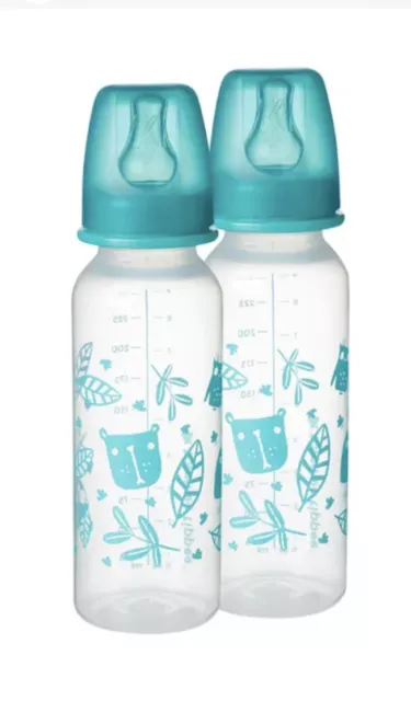 Tommee Tippee Essentials Medium Flow Decorated Feeding Baby Bottles 2*250, 3+M