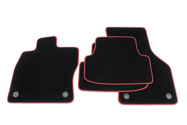 kh Teile tappetini (velluto), adatti per TT (FV 8S a partire dal 2014), tappetini auto originali di alta qualità, colore nero, 2 pezzi, nabuk con cuciture decorative, colore rosso