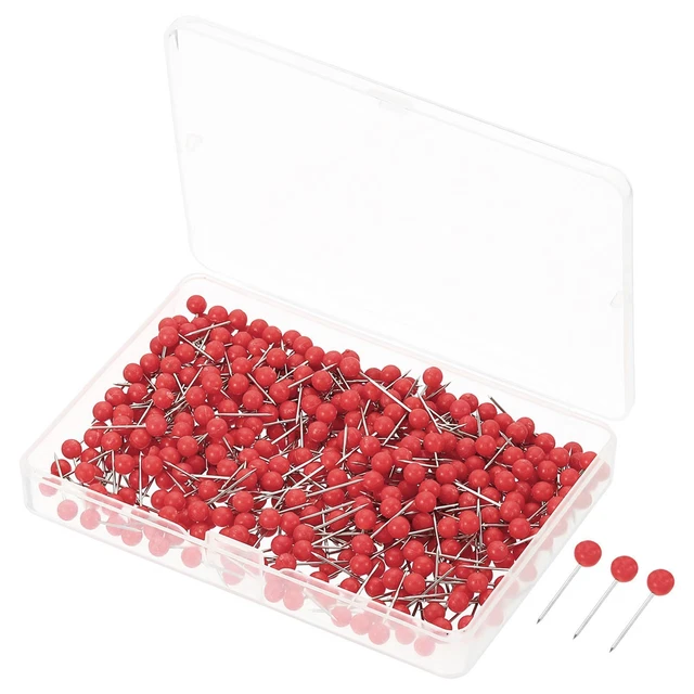 Spingi Perni,500pz Plastica Rotondo Testa Pollice Acciaio Punto,Rosso