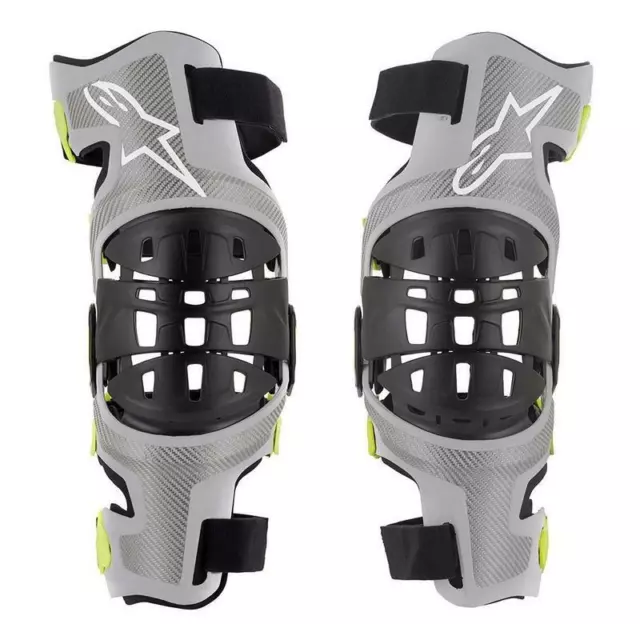 Alpinestars Bionic-7 MX Motocross Offroad Knee Brace - Silver/Fluro Yellow