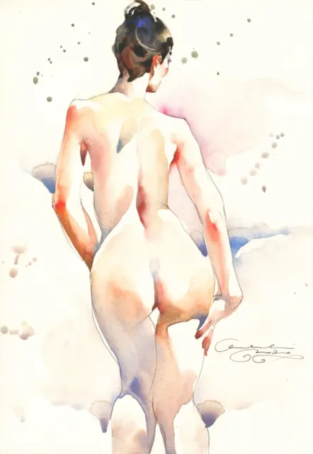 original aquarell akt gemälde watercolour art painting nude erotic 6
