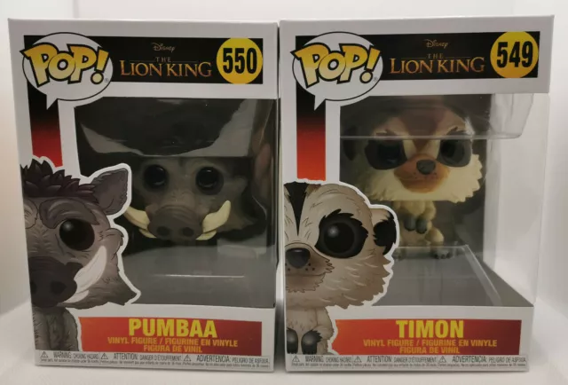 FUNKO POP DISNEY Lion King Pumbaa 550 Timon 549 Vinyl Figure
