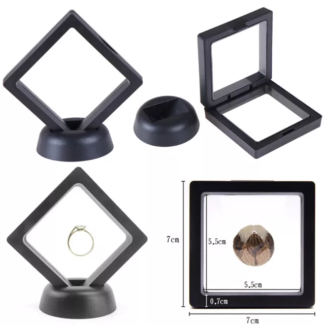 70*70mm Black 3D floating jewelry coin display frame holder box case w/ .zy