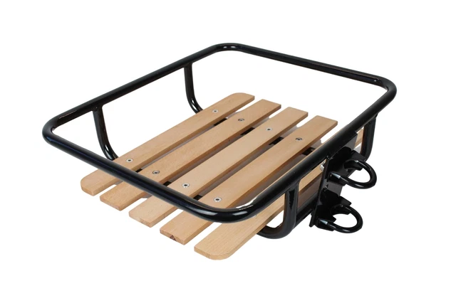 Porte-Bagages Avant Vélo Red Loon - Universel Acier Et Bois Avec Panier Rotin - Charge 10 Kg