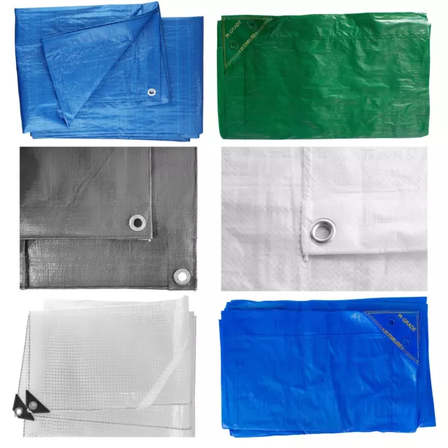 Tarpaulin Heavy Duty Waterproof Camping Cover Tarp Ground Sheet - Multiple Sizes