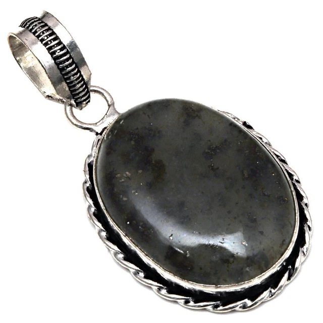 925 Silver Designer Jasper Gemstone Handmade Ethnic Jewelry Pendants 1.75"