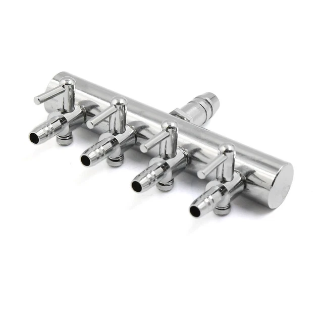 Stainless Steel Aquarium Fish Tank 4 Ways Air Flow Splitter Lever Control Valve