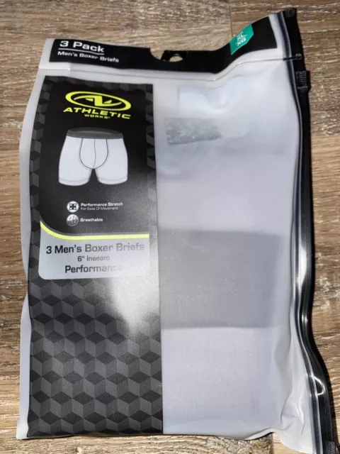 ATHLETIC WORKS 3-PAIR Mens Boxer Briefs Underwear Performance 6 Inseam (A)  ~ XL $13.34 - PicClick