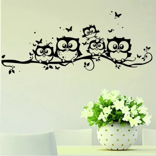 Owl Birds Branch Wall Sticker Black Color Livingroom Decoration Kids Room Poster