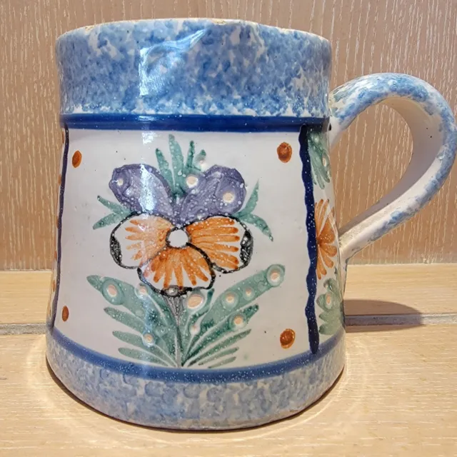 Antique French HB Quimper Folk Art Pottery Creamer Pitcher