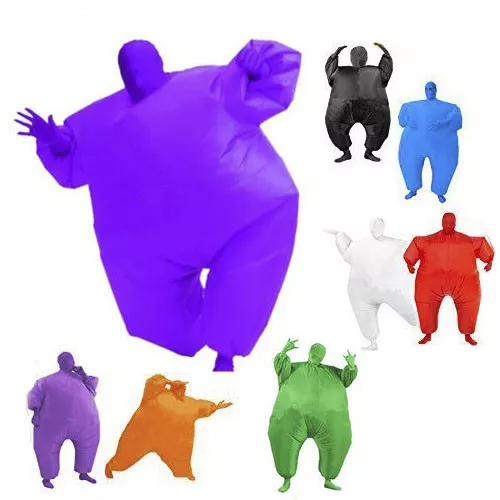 Inflatable Suit Fancy Dress Fan Operated Costume Fat Masked Blow Up Chub