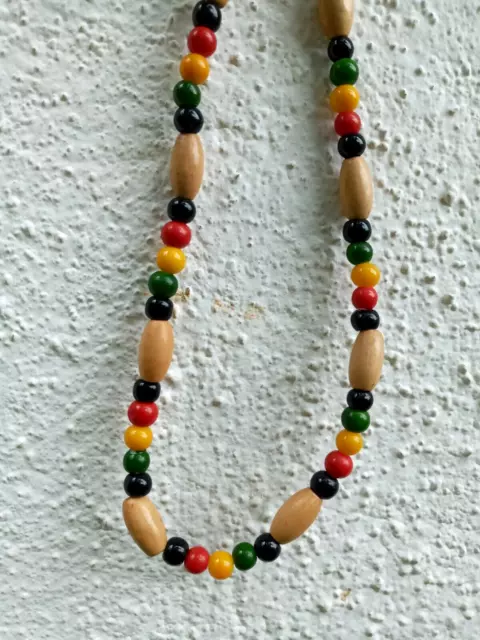 Rasta Roots wood Beads One Love Jamaica Reggae Africa Roots Necklace hand made