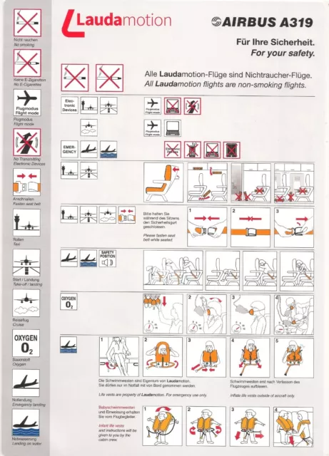 Laudamotion safety card Airbus A319