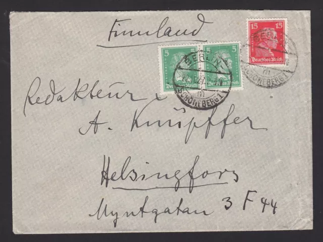 Dt. Reich Brief von Berlin nach Helsinki/Finnland, 22.11.27 #1043134