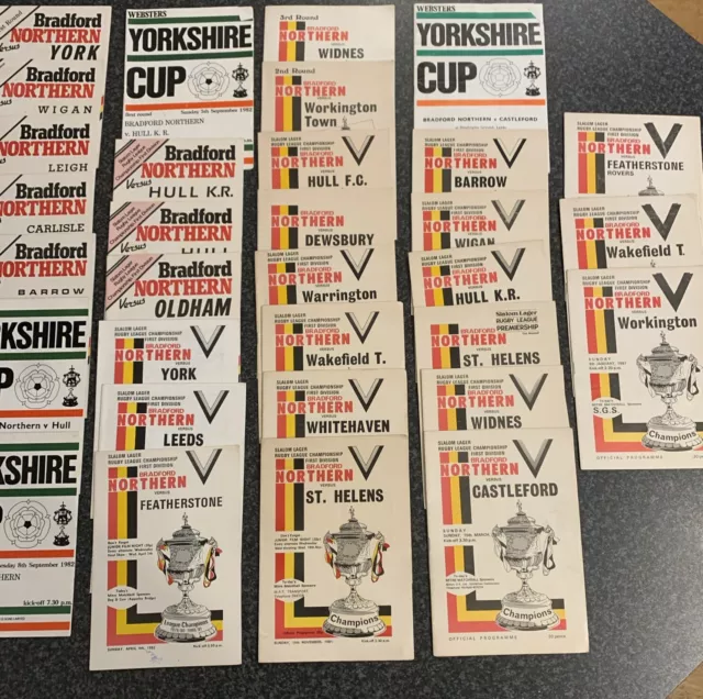 35 x OFFICIAL BRADFORD NORTHERN HOME MATCH DAY PROGRAMMES  1981- 1982/83 Seasons