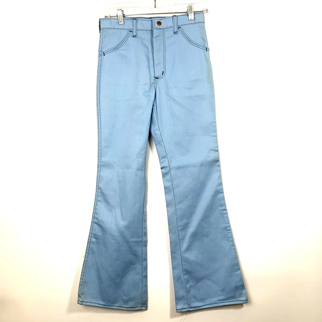 VTG Maverick Boys/Women's NOS Blue Polyester Flare Bell Bootcut Pant 28x27.5