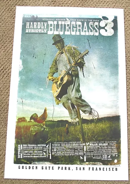 STRICTLY BLUEGRASS POSTER FEST #3 WILLIE NELSON Earle EMMY HARRIS Gilmore WELCH