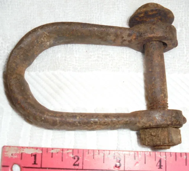 Vintage Cast Iron 4" NUT & BOL Anchor Shackle Clevis Rigging Towing Lifting Rust