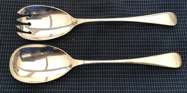 Cucchiai da portata vecchi argento vintage di qualità, cucchiai da insalata
