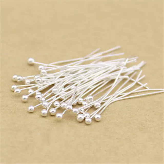 200PCS Wholesale 16-50MM Design Jewelry 925 Silver Plated Bead Head Pins Needles 2