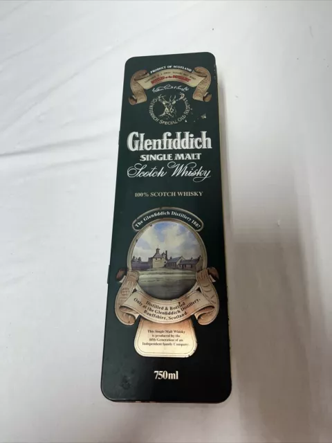 Vintage Glenfiddich Single Pure Malt Scotch Whisky Metal Box 750 ml "Distillery"