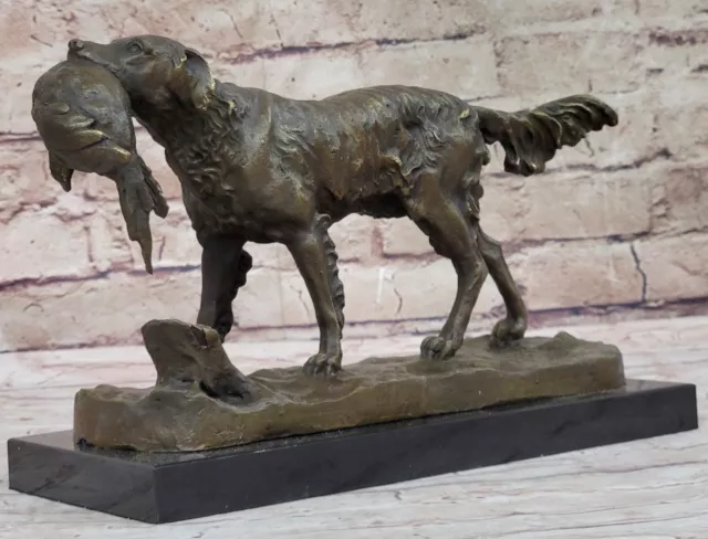 Pointers Hunting Gun Bird Water Dogs Bronze Marble Statue Breeder Gift Art Deco