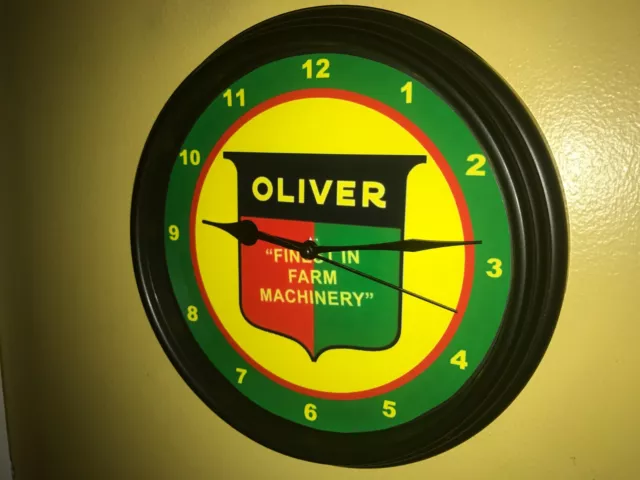 Oliver Farm Tractor OldLogo Barn Dealership Man Cave Clock Advertising Sign