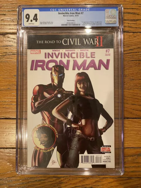 Invincible Iron Man #7 3rd Print - CGC 9.4 1st Riri Williams!