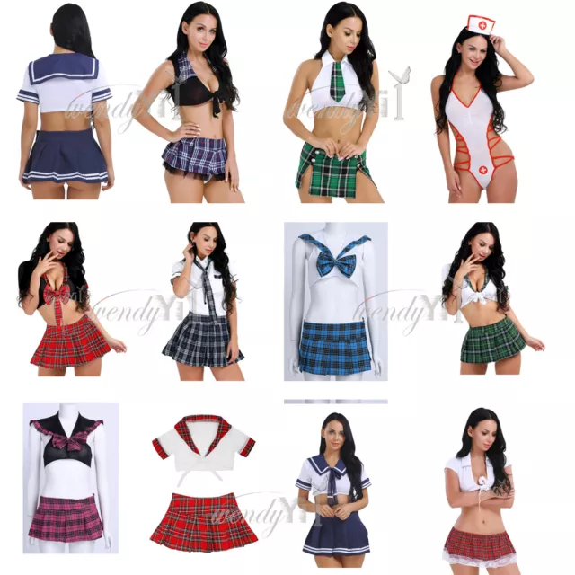 Women Japanese School Girl Uniform Nurse Dress Cosplay Student Halloween Costume