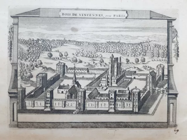 BOIS DE VINCENNES Pres Paris ENGRAVING Chateau XVIII°
