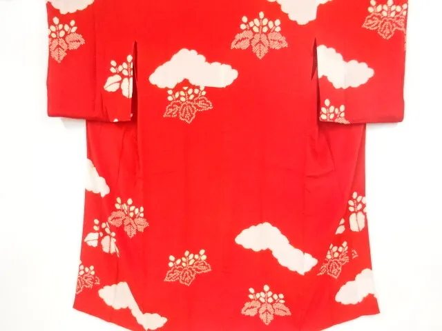 09517# Japanese Kimono / Antique Juban / Shibori / Cloud & Paulownia