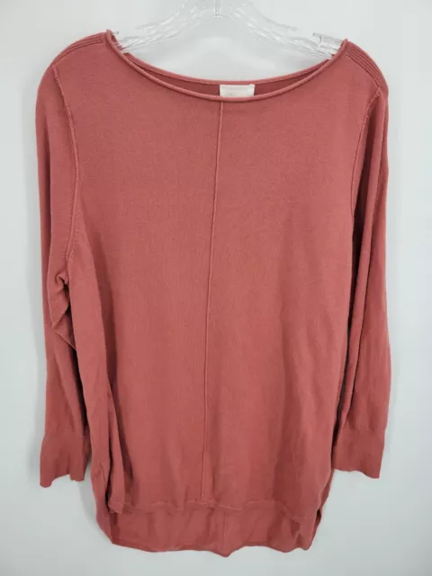 Caslon Top Womens Medium Petite Terra Cotta Orange Boat Neck Lagenlook Pullover